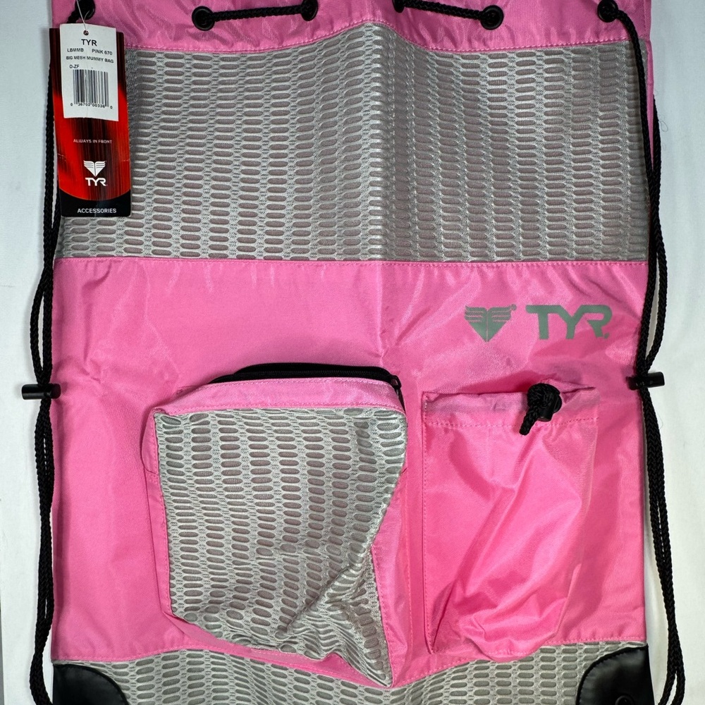 TYR Pink and Gray Drawstring Bag